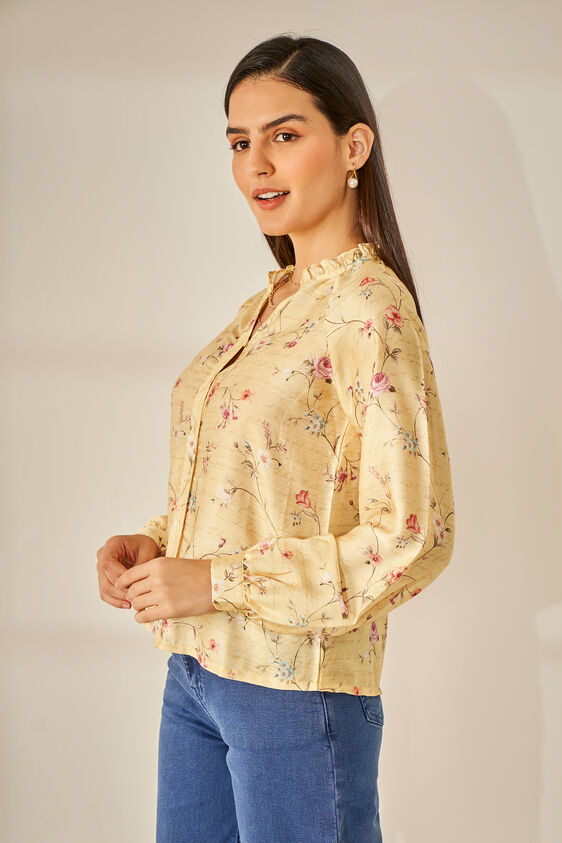 Yellow Floral Straight Top, Yellow, image 4
